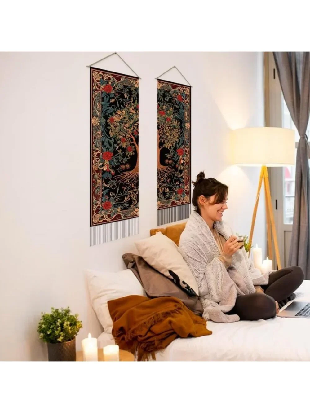 2pc Tree of Life Tapestry Wall Art - Boho Decor for Bedroom & Living Room